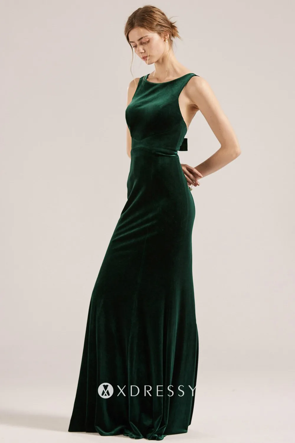 green bateau neckline dress