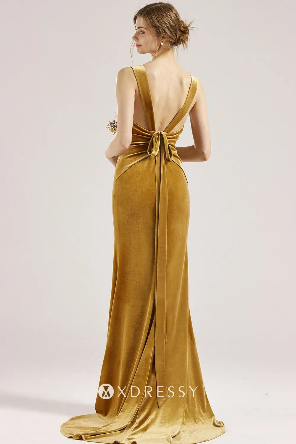 Ginger Yellow Velvet Dress - Xdressy