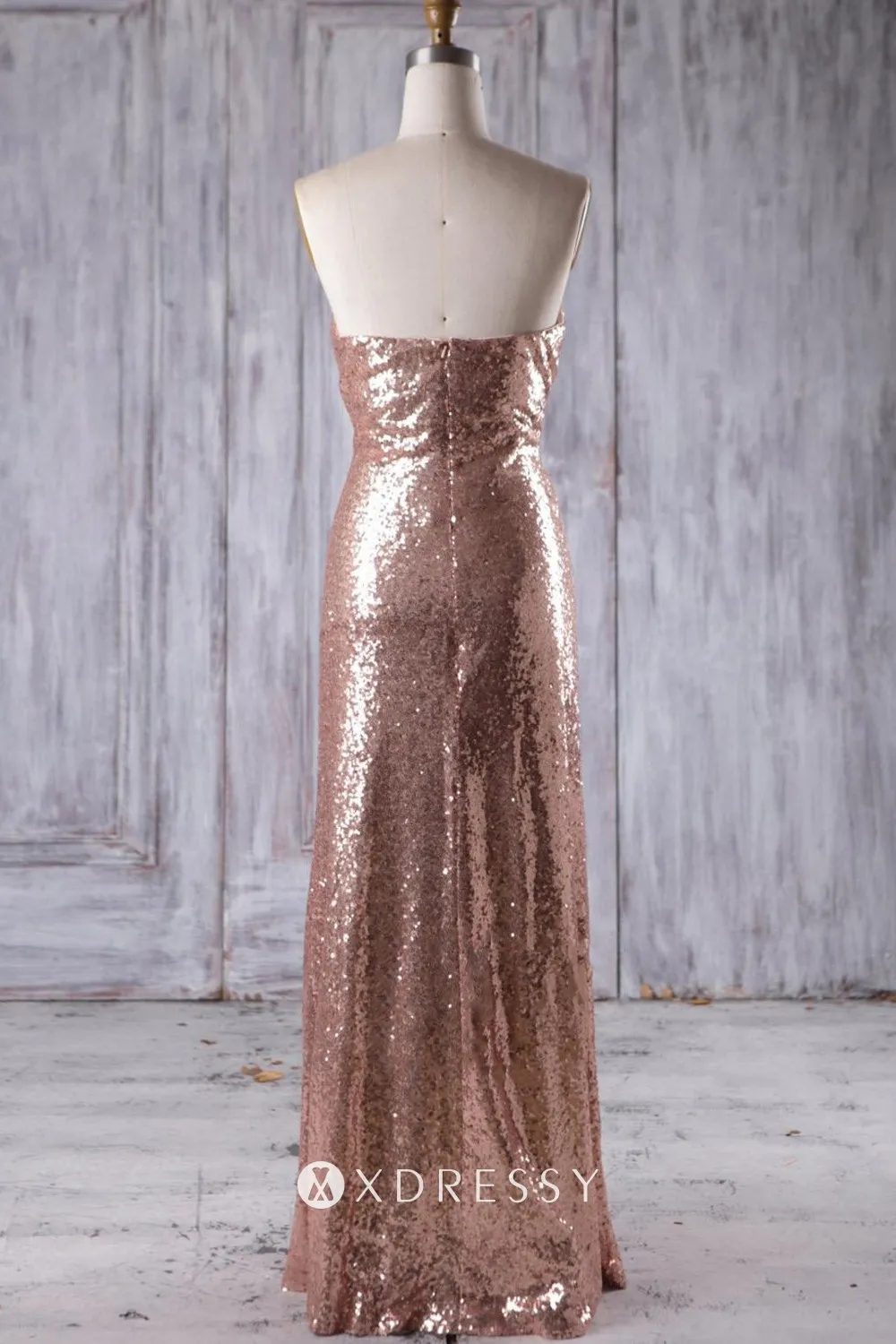 strapless rose gold sequin column long bridesmaid dress strapless rose gold sequin column long bridesmaid dress