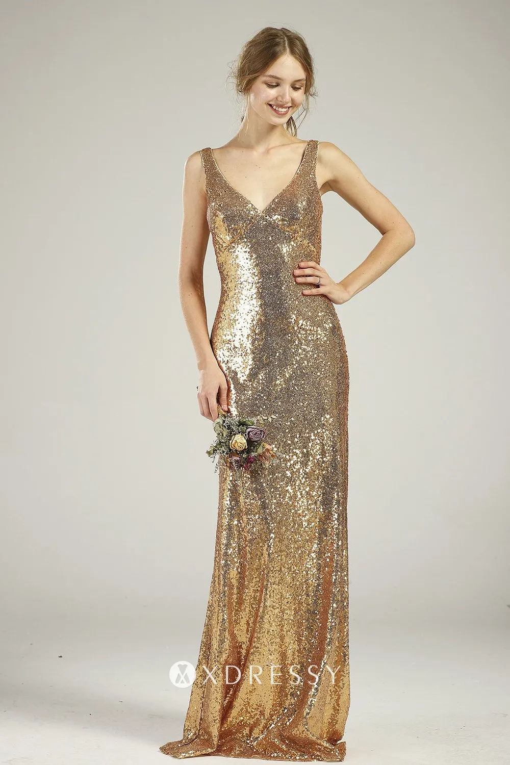 gold sequin sleeveless V neck bridesmaid dress gold sequin sleeveless V neck bridesmaid dress