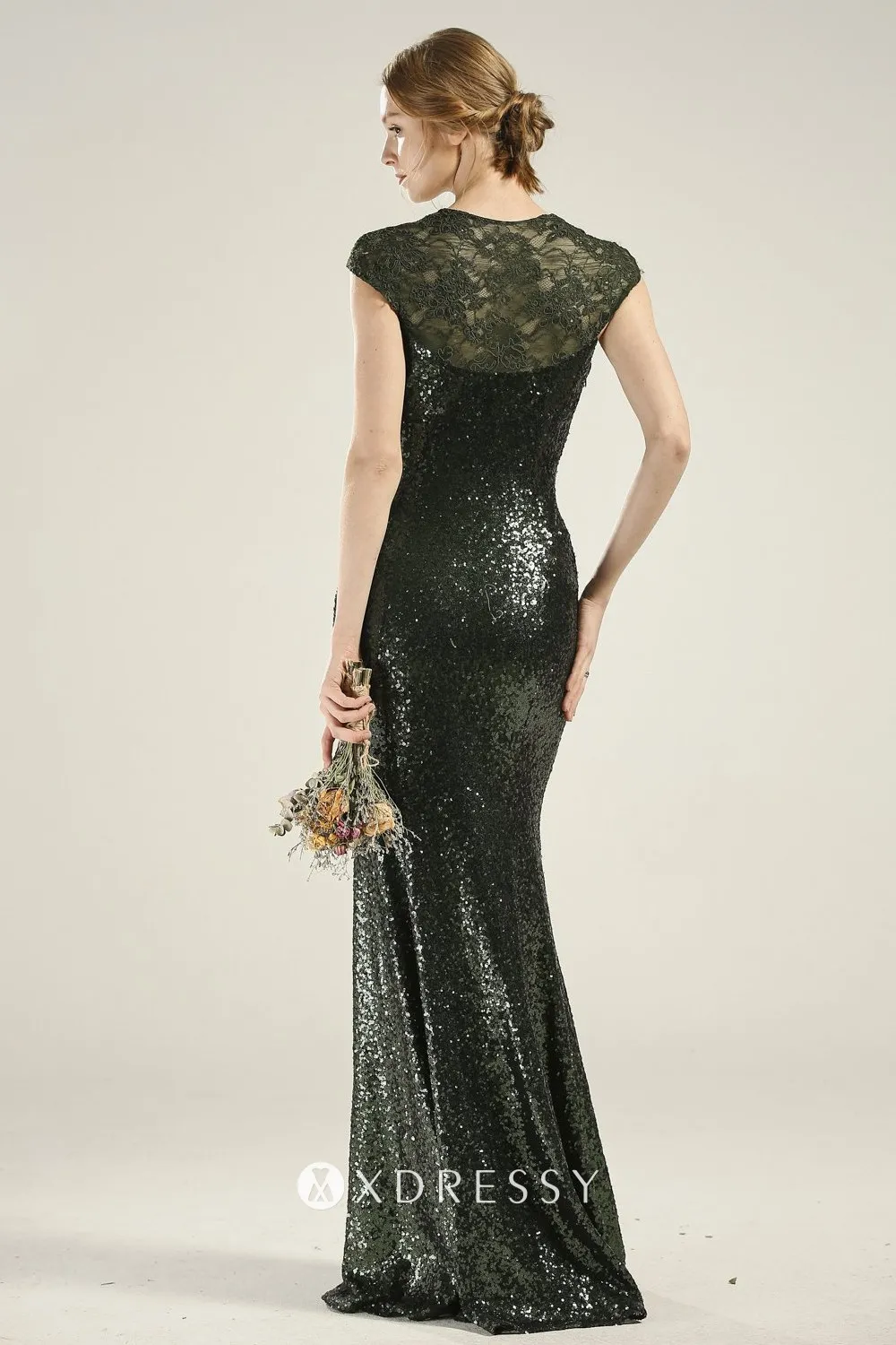 illusion back dark green lace sequin long bridesmaid dress illusion back dark green lace sequin long bridesmaid dress