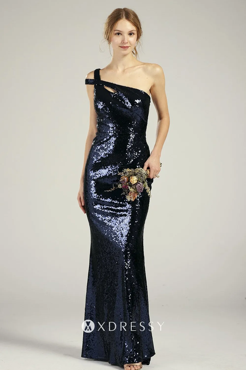navy sequin one shoulder double straps bridesmaid dress navy sequin one shoulder double straps bridesmaid dress