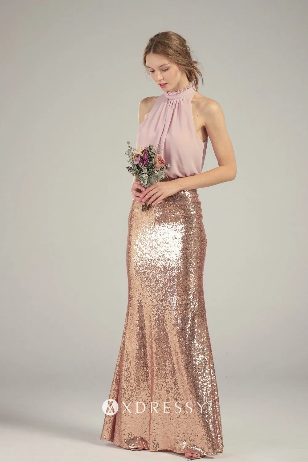 pink sequin bridesmaid dress