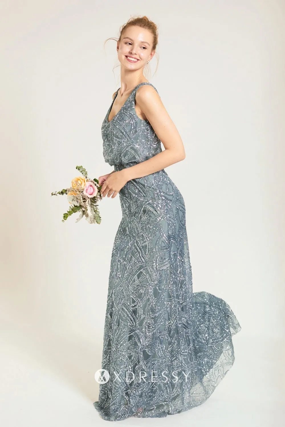 sleeveles loose bodice and A line skirt
