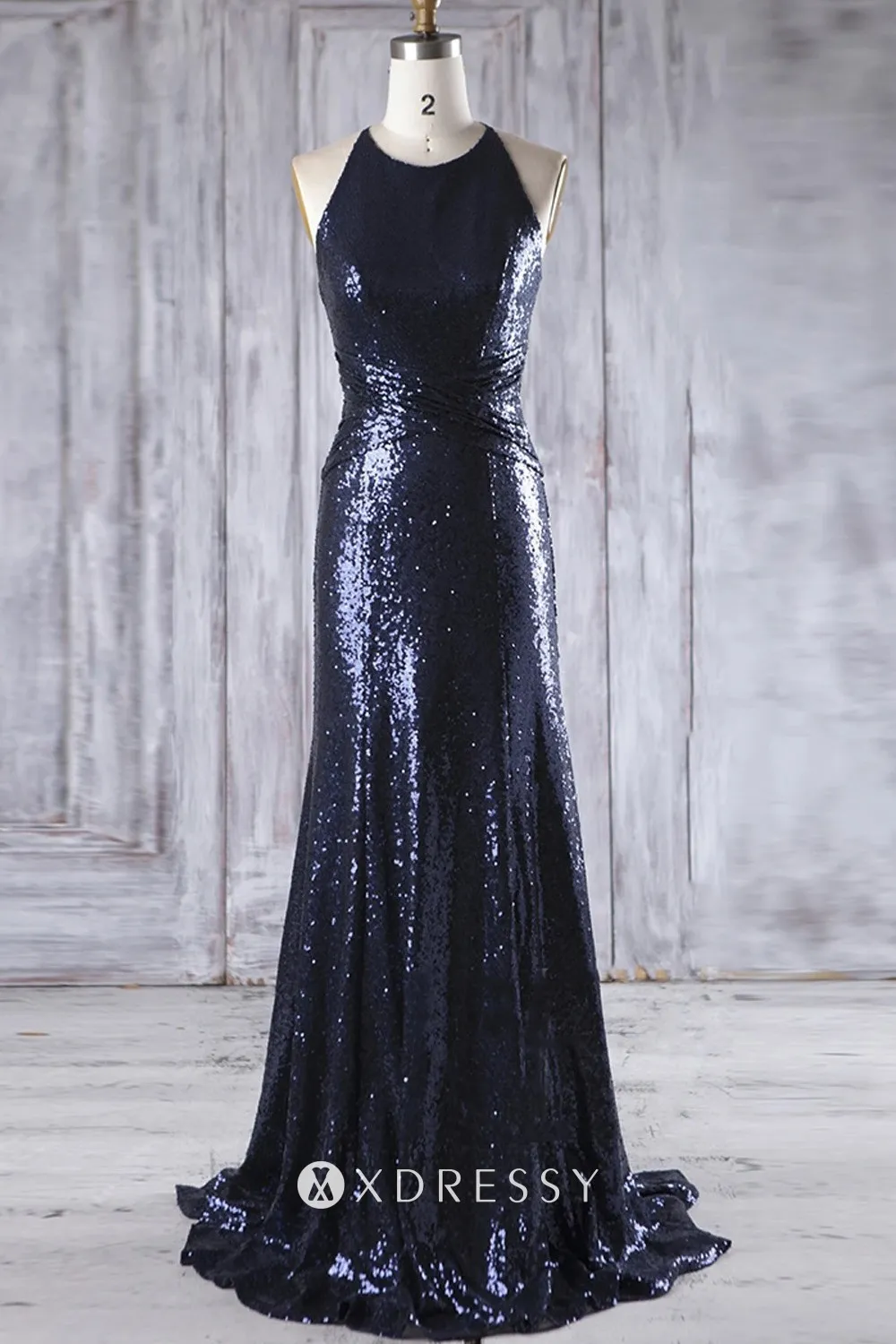 Dark navy crisscross pleated sequin bridesmaid dress Dark navy crisscross pleated sequin bridesmaid dress