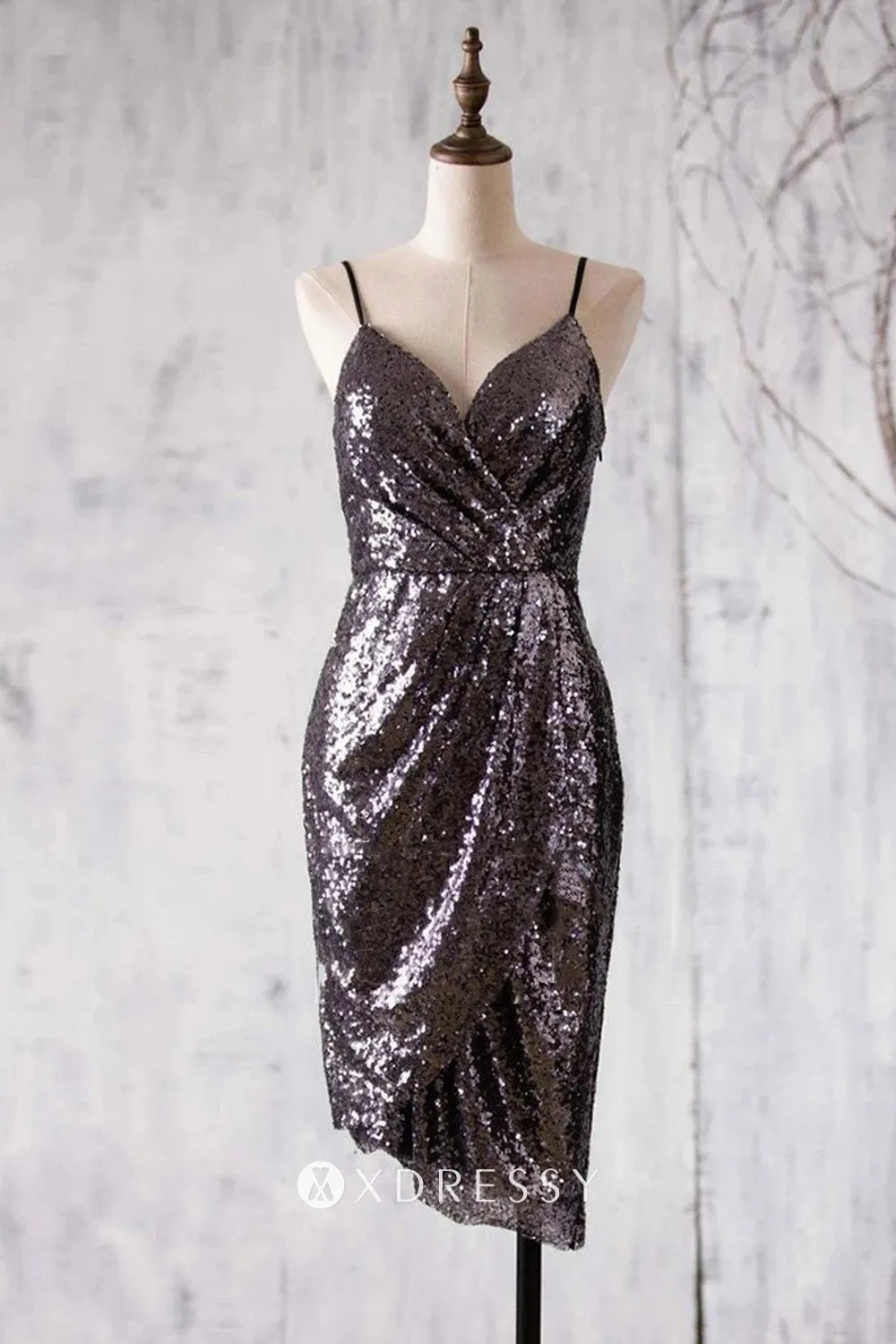 chocolate sequin short asymmetrical bridesmaid dress chocolate sequin short asymmetrical bridesmaid dress