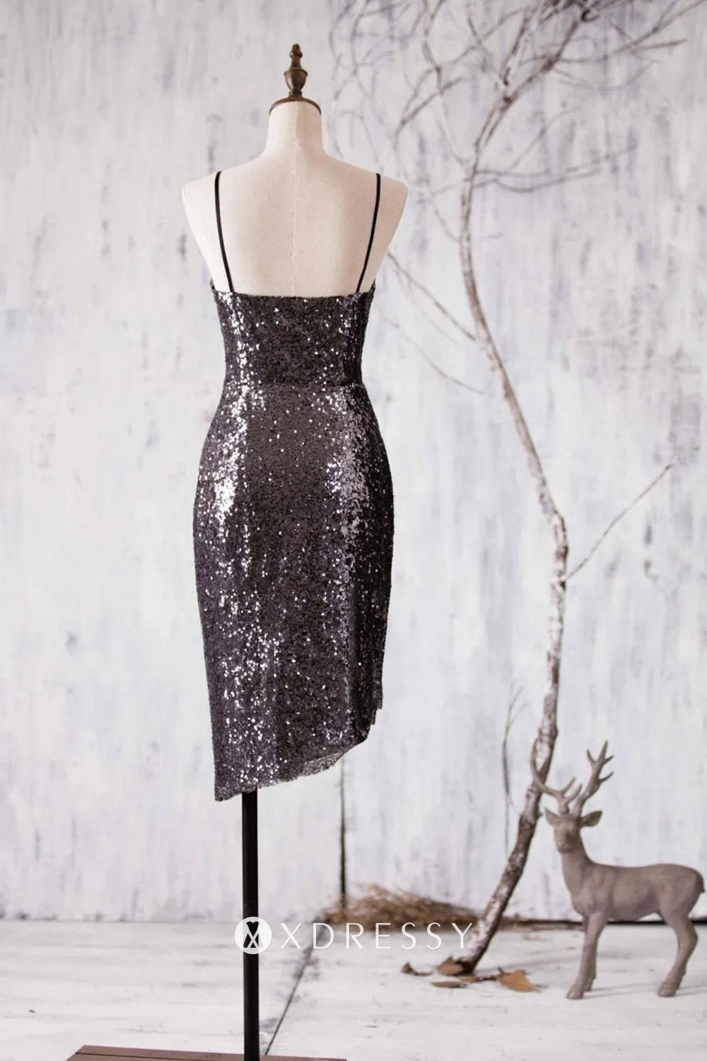 open back spaghetti straps chocolate sequin bridesmaid dress open back spaghetti straps chocolate sequin bridesmaid dress