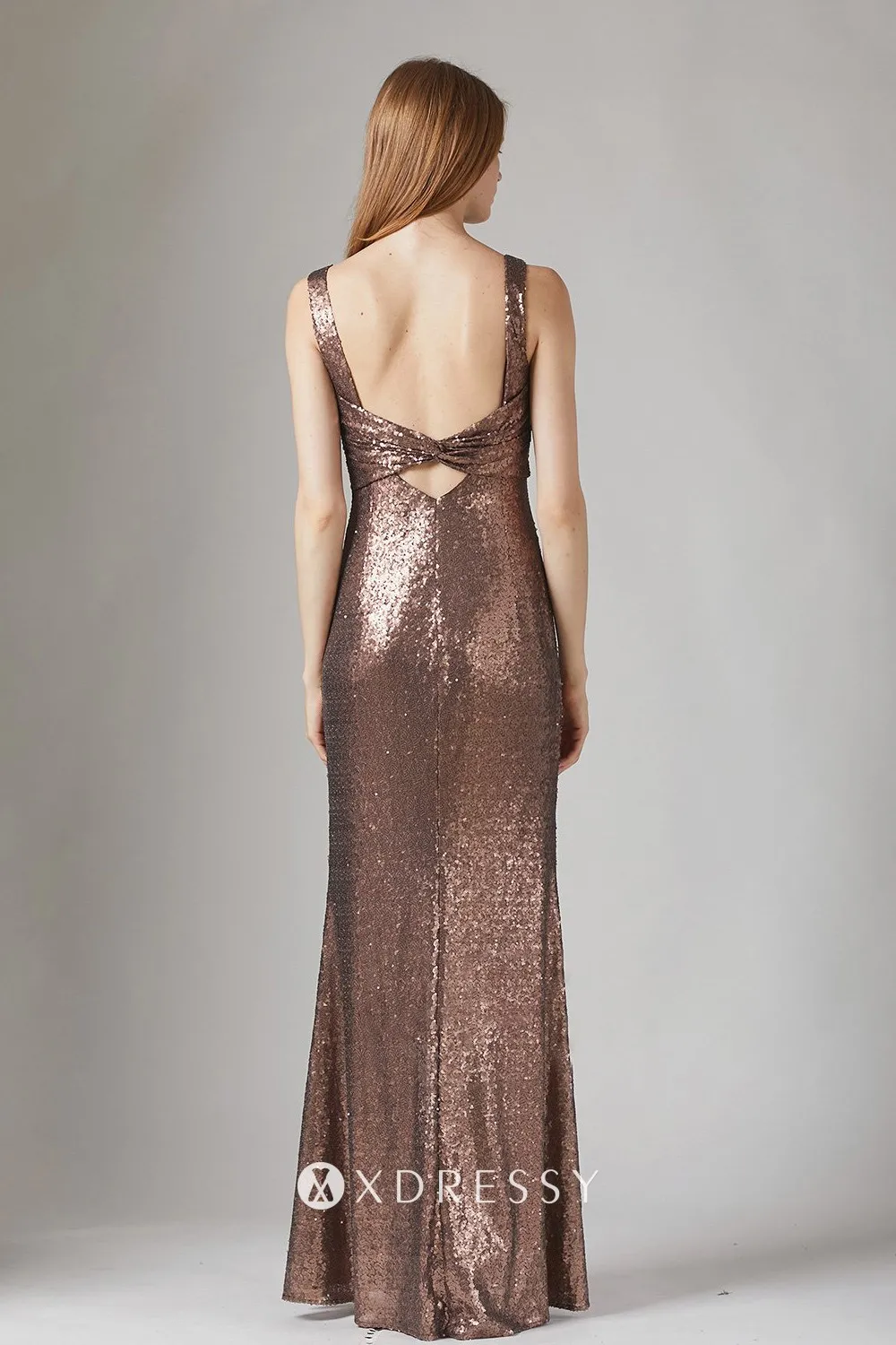 twisted bow low back brown sequin bridesmaid dress twisted bow low back brown sequin bridesmaid dress