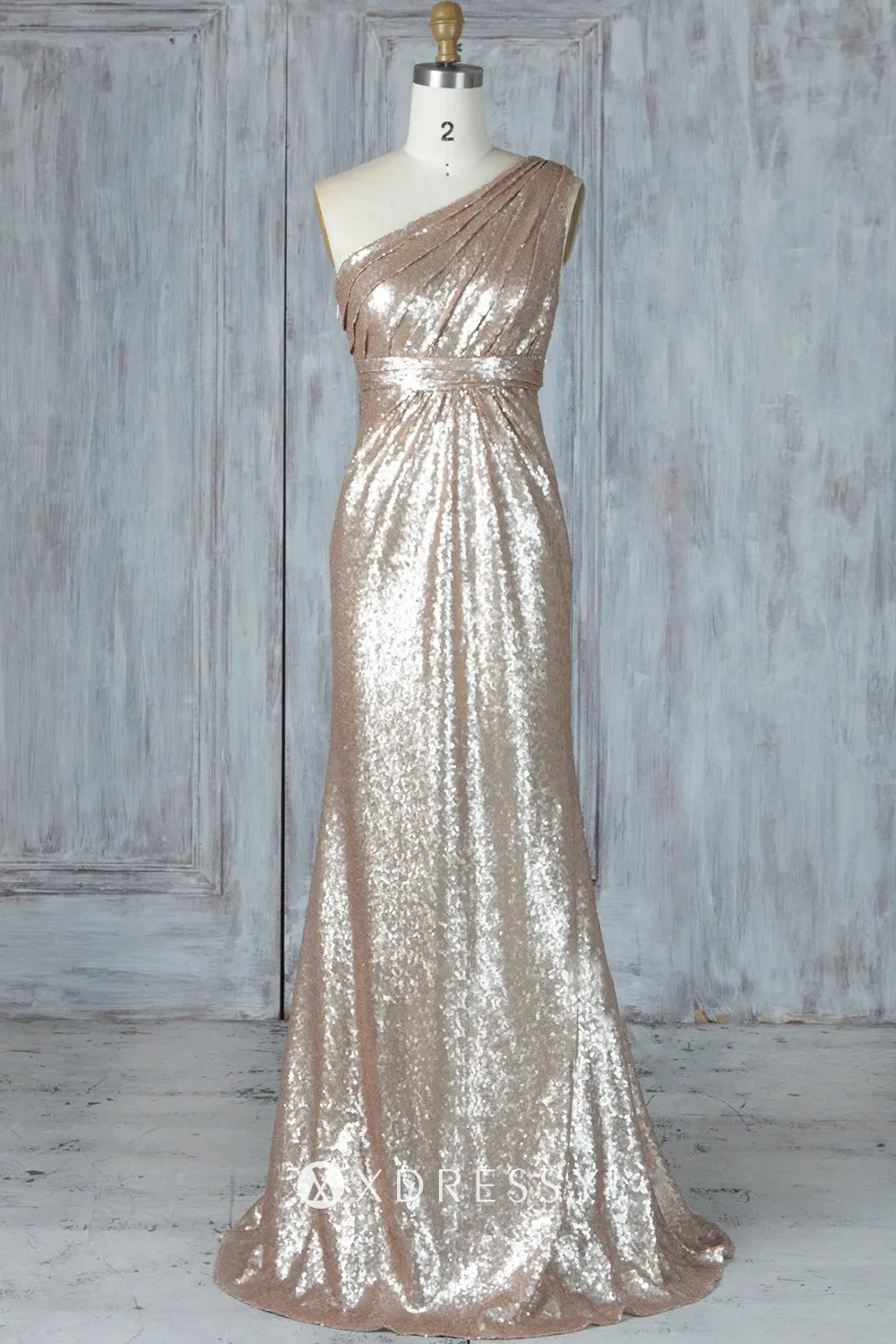 asymmetrical one shoulder champagne gold sequin dress