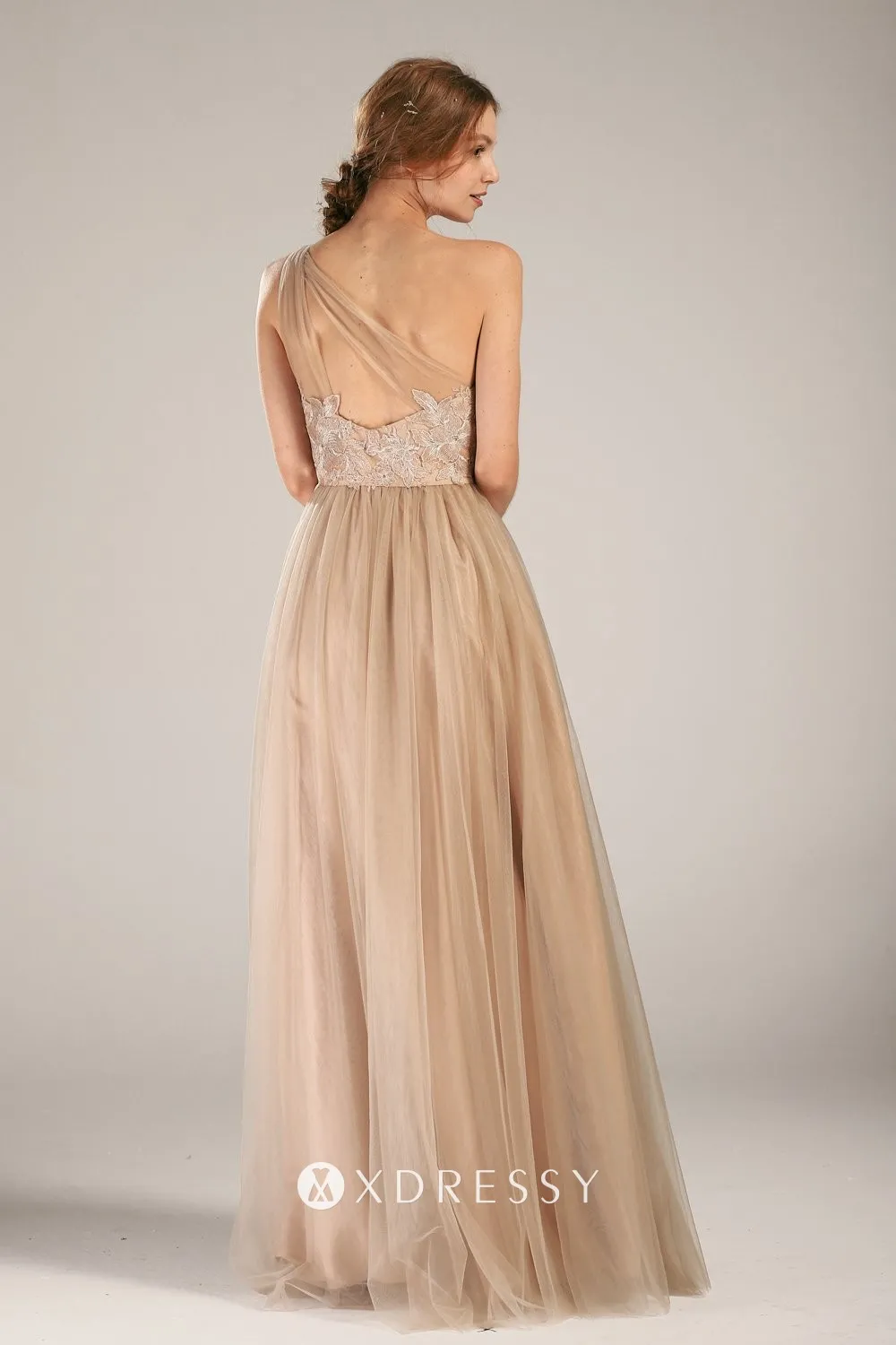 khaki nude one shoulder low back dress khaki nude one shoulder low back dress