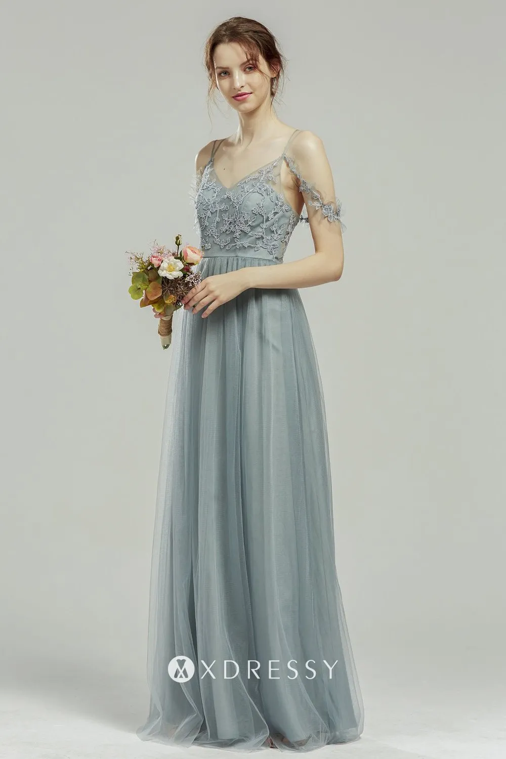 dusty blue lace tulle convertible cold shoulder bridesmaid gown dusty blue lace tulle convertible cold shoulder bridesmaid gown