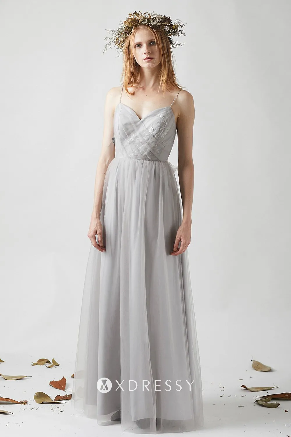 light grey tulle overlay thin straps sweetheart neck bridesmaid dress light grey tulle overlay thin straps sweetheart neck bridesmaid dress