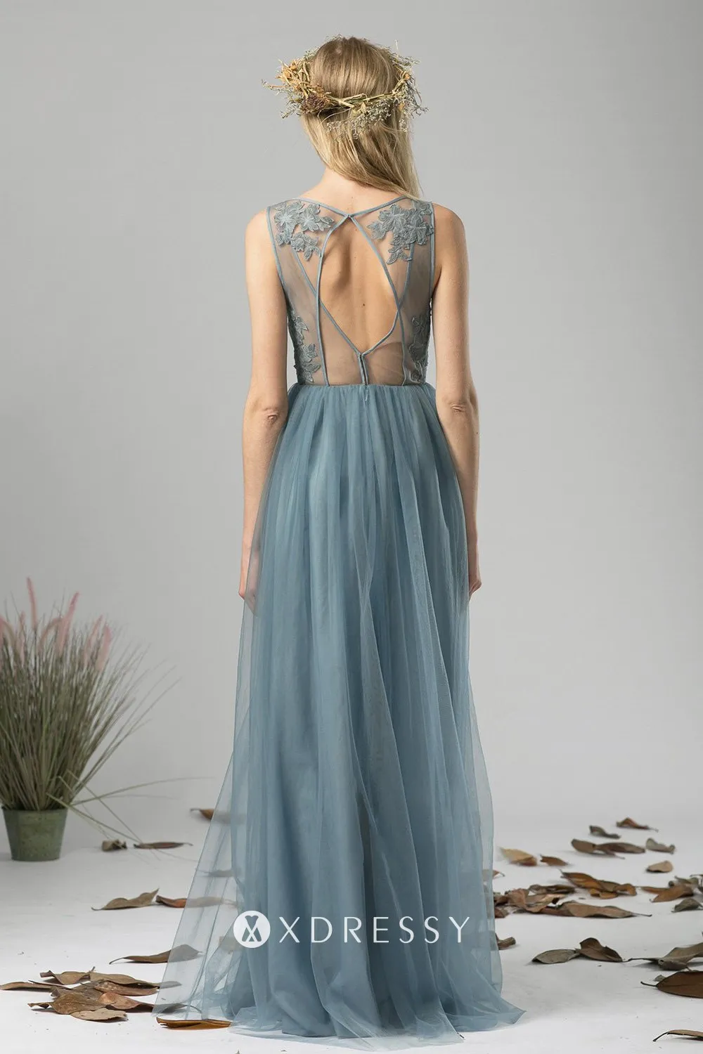 floor length dusty blue lace tulle formal dress floor length dusty blue lace tulle formal dress