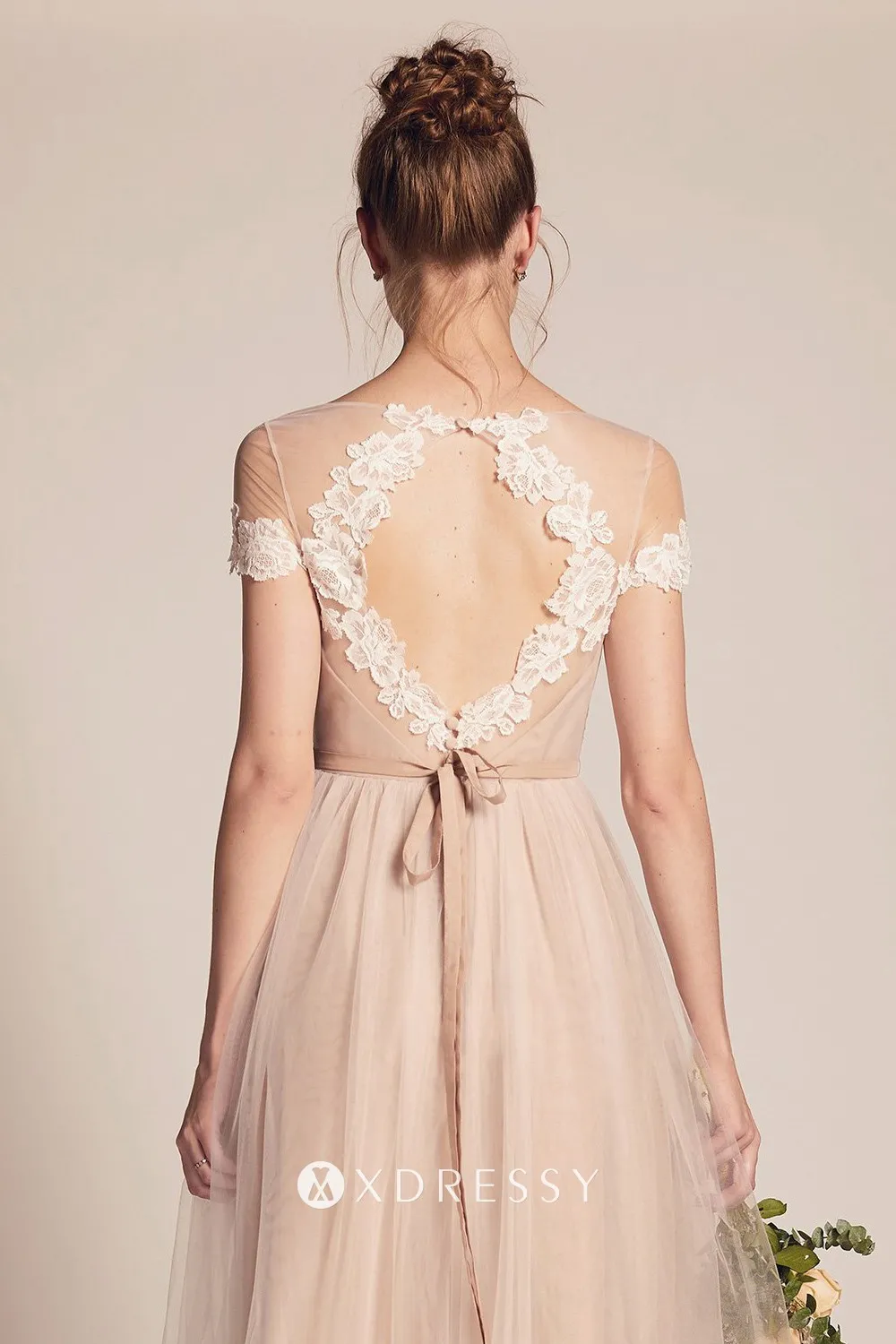 open back lace tulle bridesmaid gown open back lace tulle bridesmaid gown