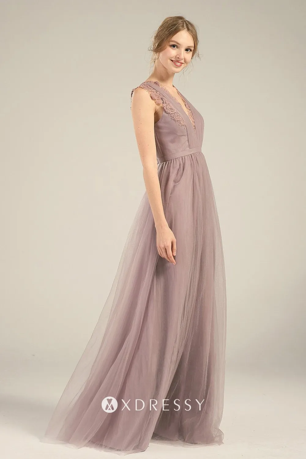 lace trimmed tan tulle sleeveless bridal party dress lace trimmed tan tulle sleeveless bridal party dress