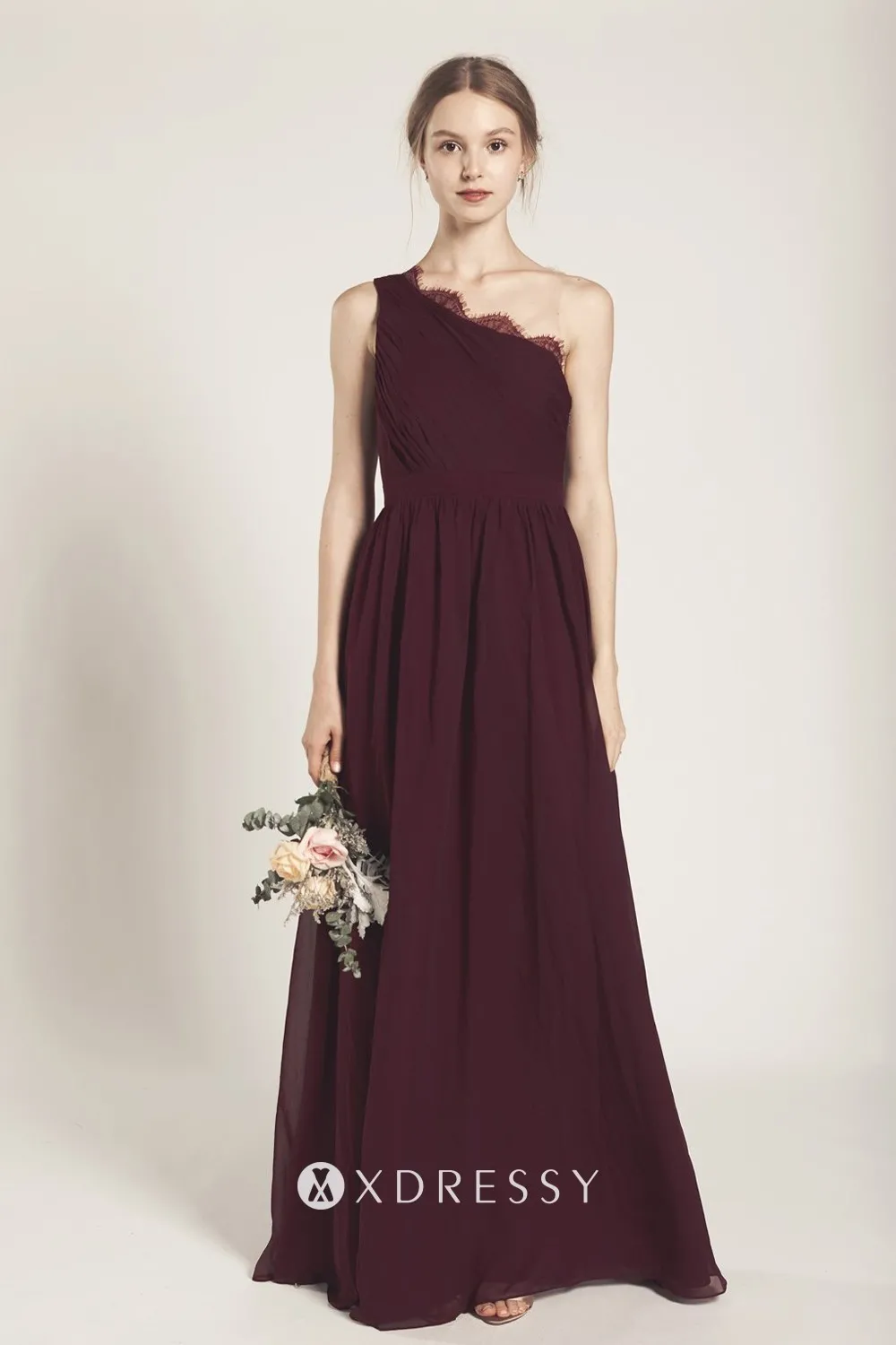 one shoulder scalloped lace asymmetrical plum chiffon dress one shoulder scalloped lace asymmetrical plum chiffon dress