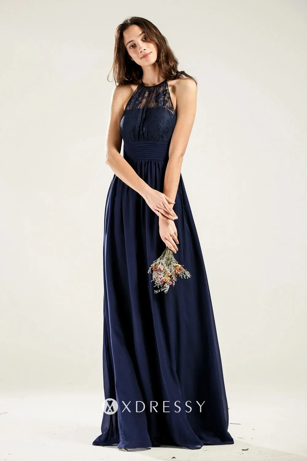 illusion halter neck wide band waistline navy dress illusion halter neck wide band waistline navy dress