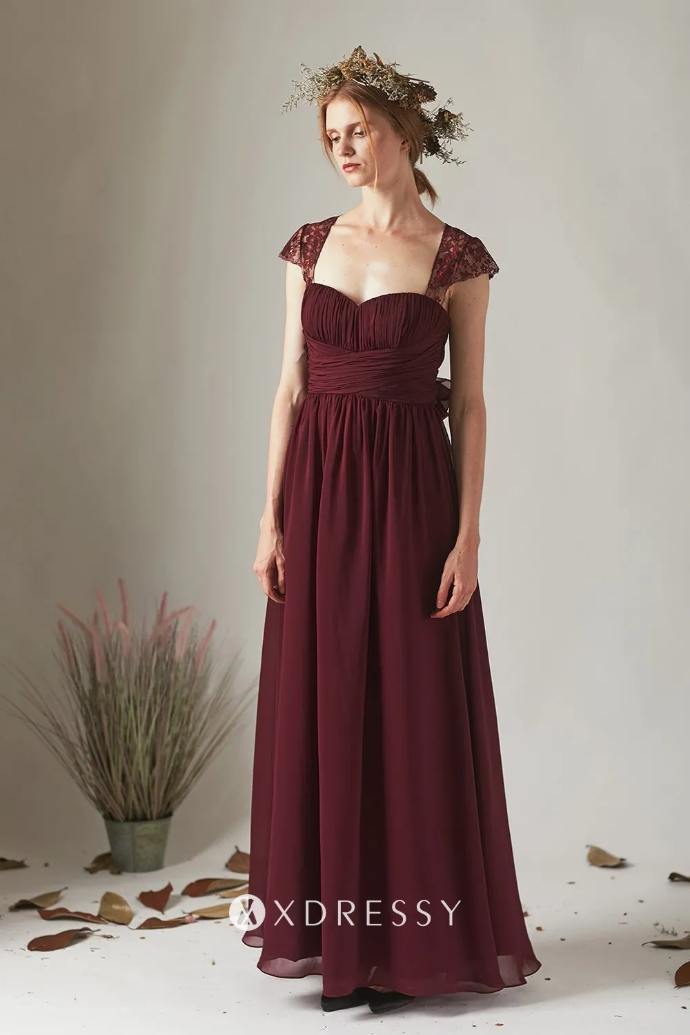 empire waist wedding dress with cap sleeves Mother Of The Bride Dress Dark Navy Cap Sleeve Empire Waist Long Mother Of The Bride Dress main image 1