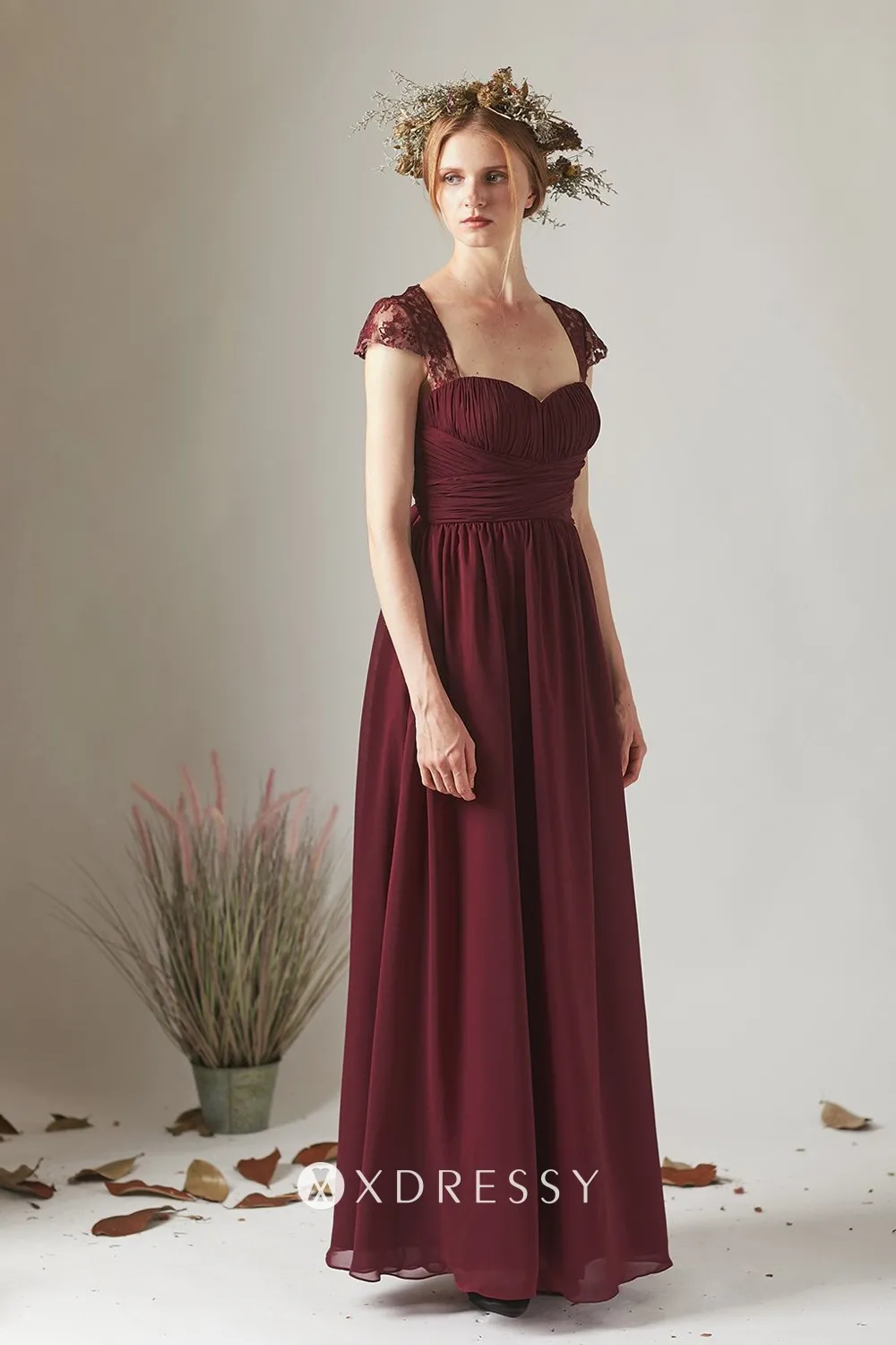 empire waist sweatheart neck maroon chiffon bridesmaid dress empire waist sweatheart neck maroon chiffon bridesmaid dress