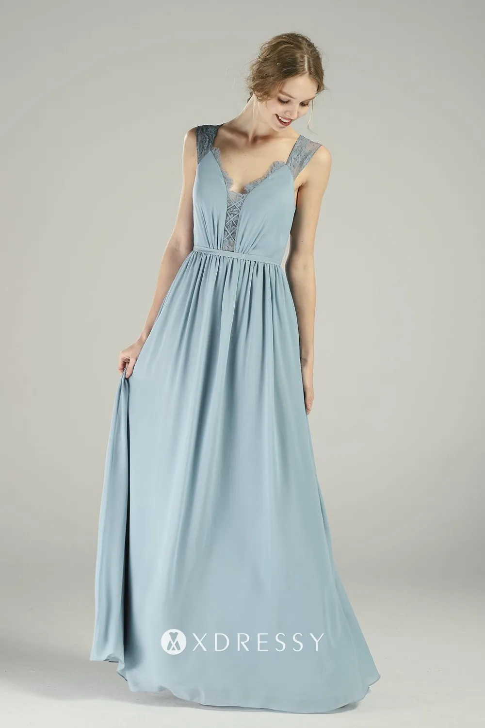 pretty blue wide lace straps chiffon bridesmaid dress pretty blue wide lace straps chiffon bridesmaid dress