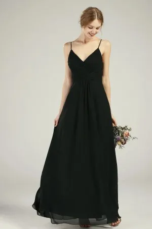 illusion black lace low back thin straps chiffon dress