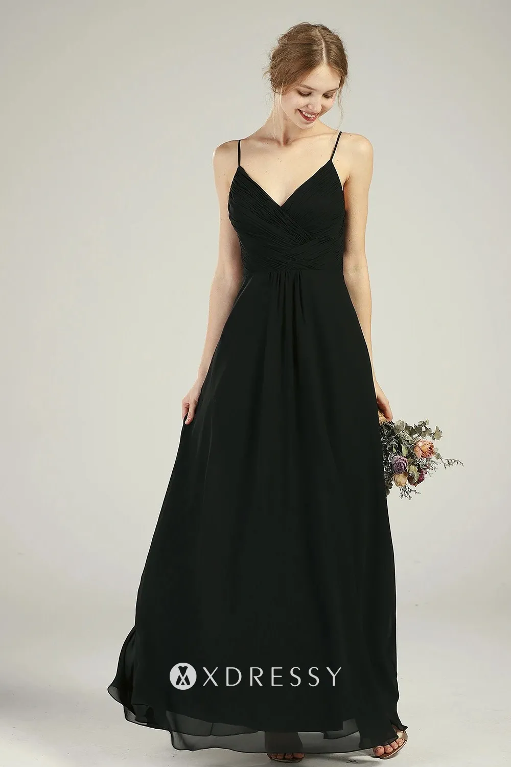 illusion black lace low back thin straps chiffon dress illusion black lace low back thin straps chiffon dress