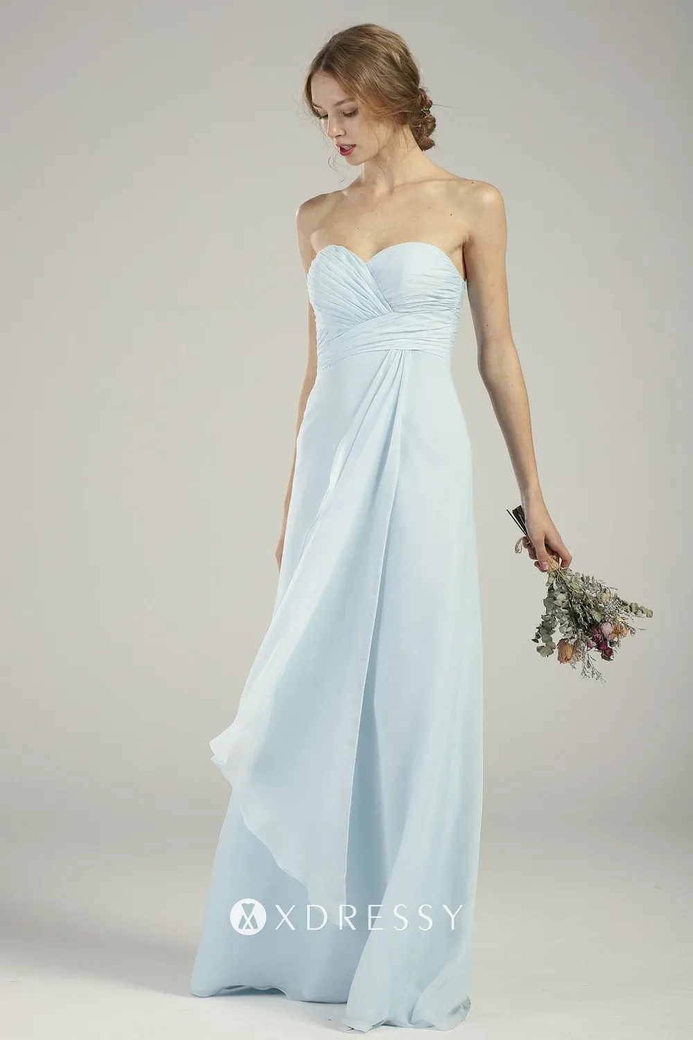 strapless light blue chiffon bridesmaid gown strapless light blue chiffon bridesmaid gown