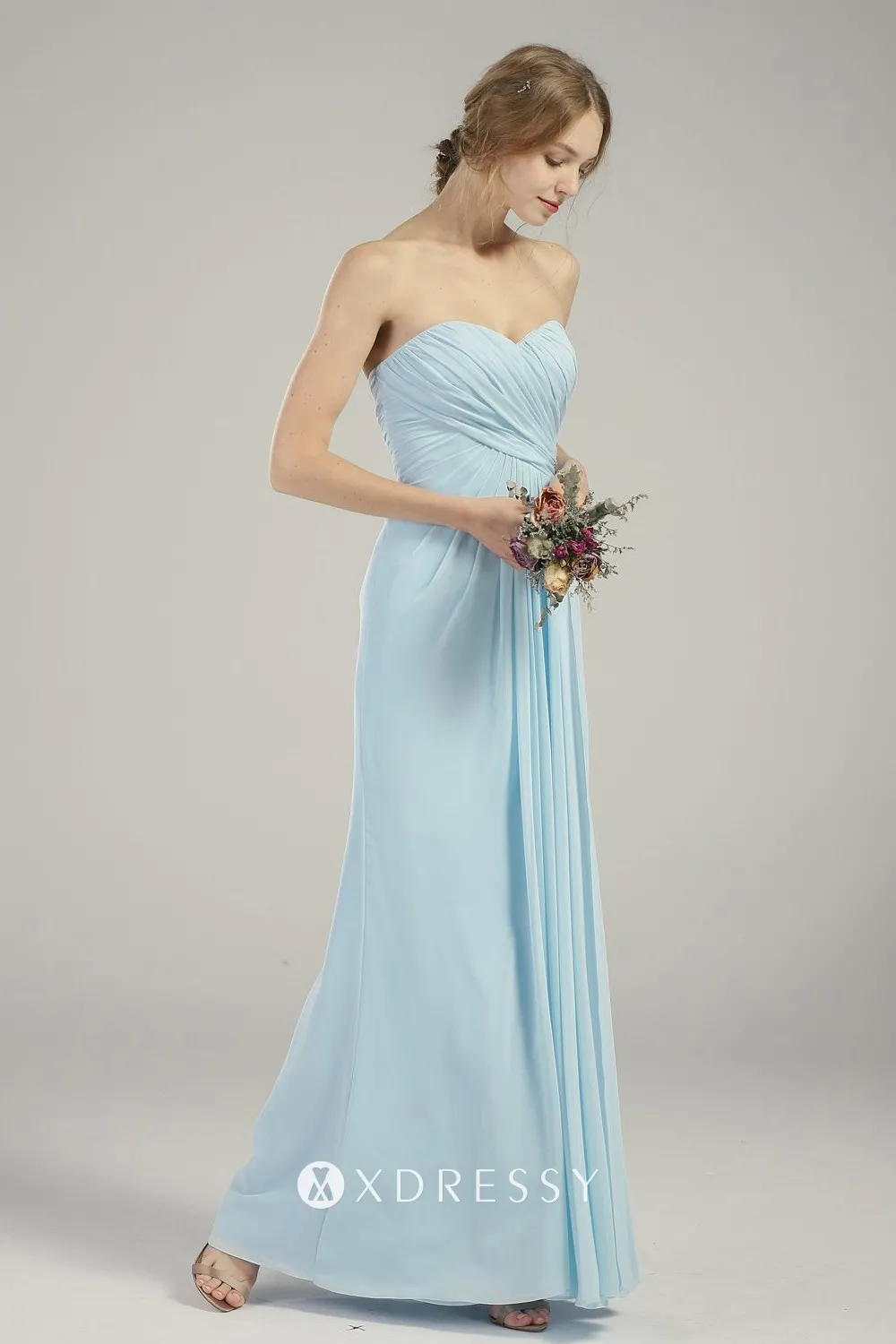 ruched light blue chiffon bridesmaid dress ruched light blue chiffon bridesmaid dress