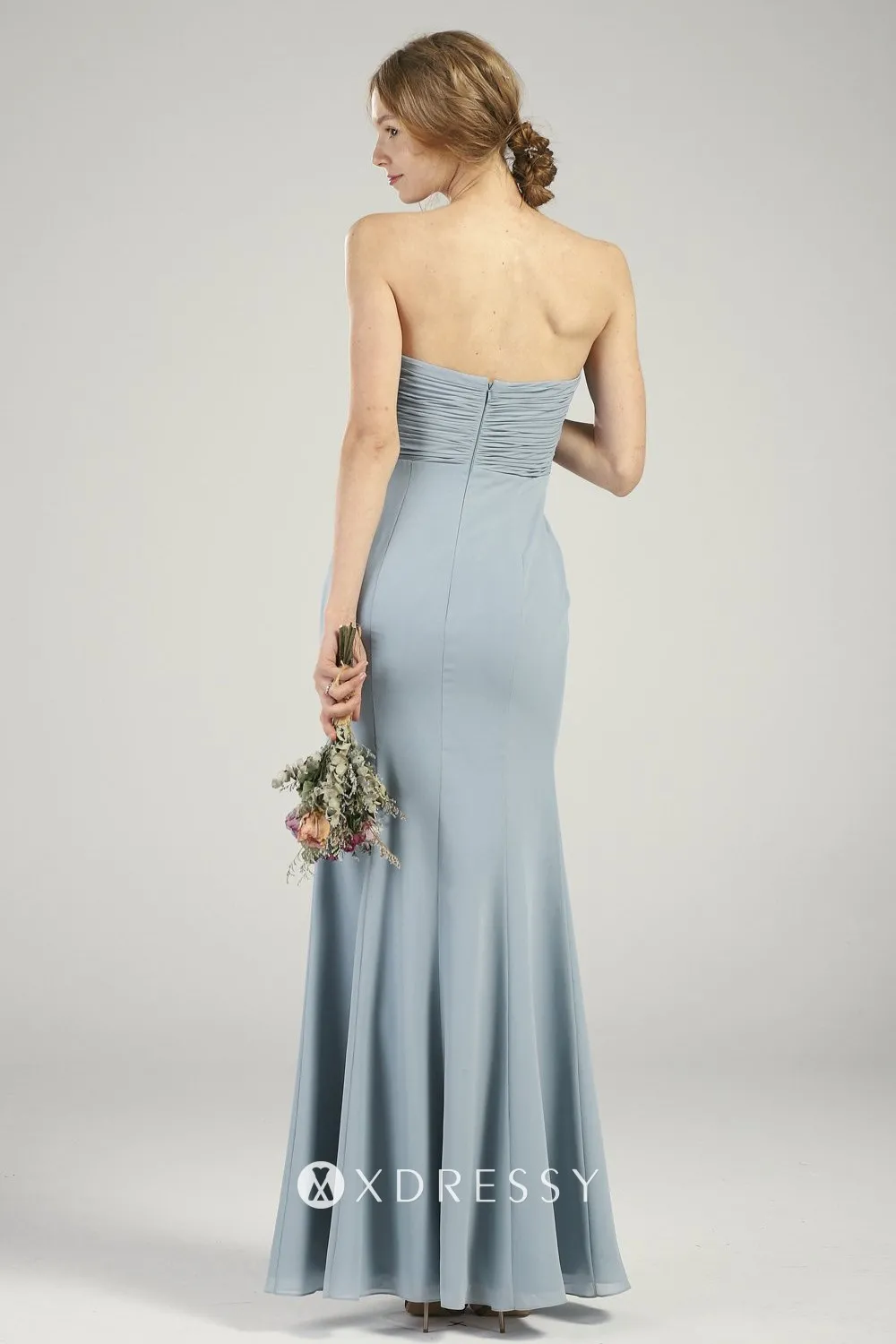 open back pale blue chiffon trumpet dress open back pale blue chiffon trumpet dress
