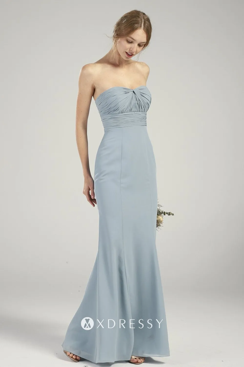 twisted bodice pale blue chiffon trumpet dress twisted bodice pale blue chiffon trumpet dress