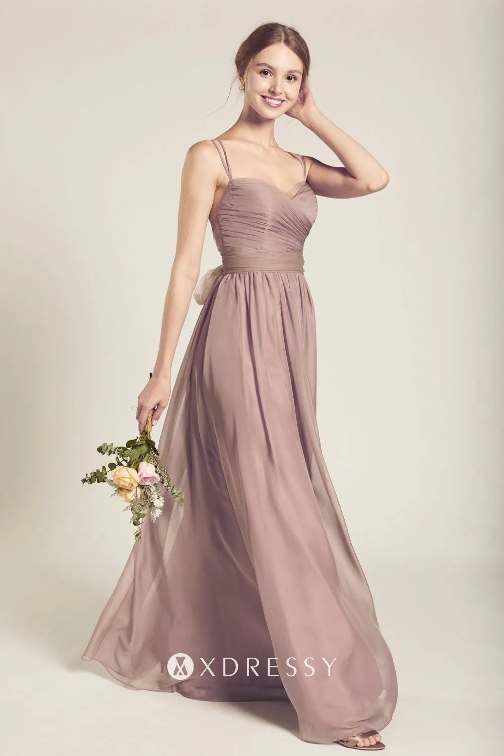 pleated thin strap sepia long dress pleated thin strap sepia long dress