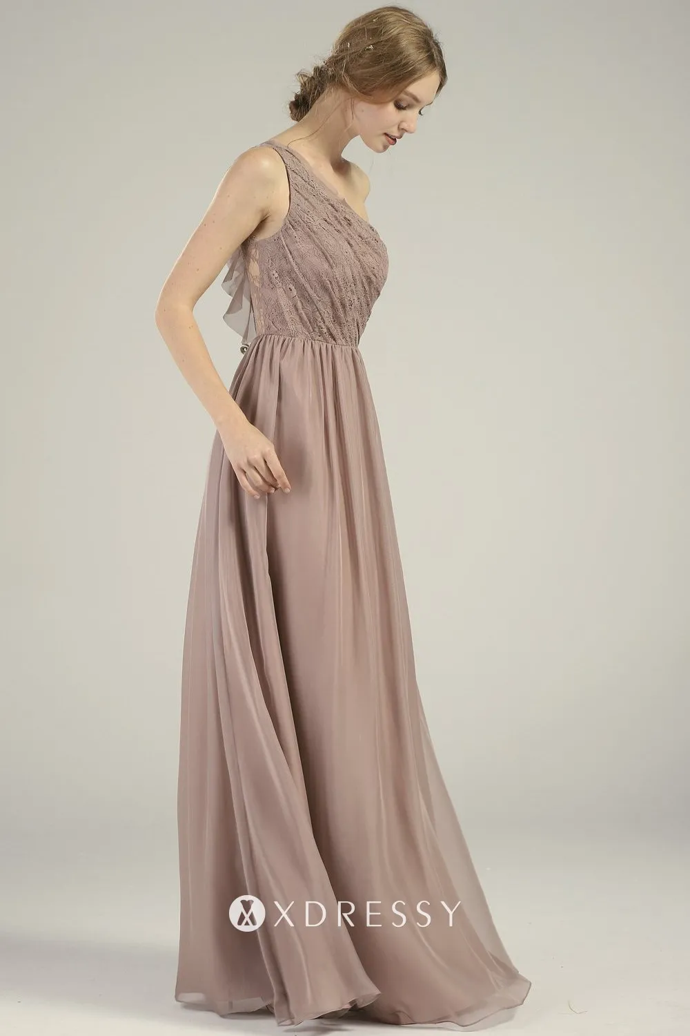 pleated one shoulder mocha long dress pleated one shoulder mocha long dress