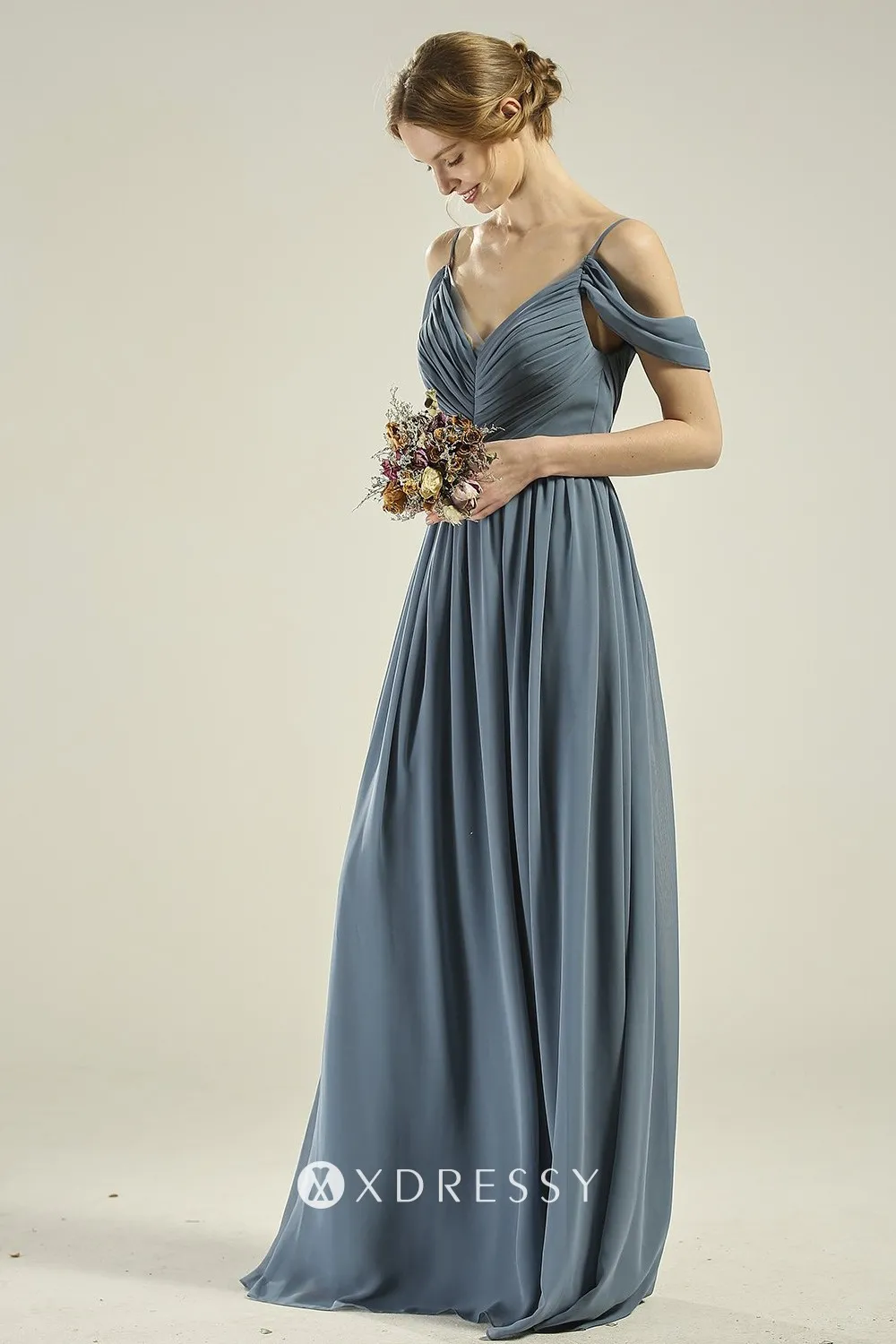 pleated steel blue off shoulder long dress pleated steel blue off shoulder long dress
