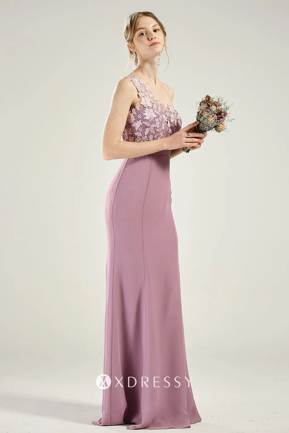 one shoulder column mauve bridesmaid gown one shoulder column mauve bridesmaid gown