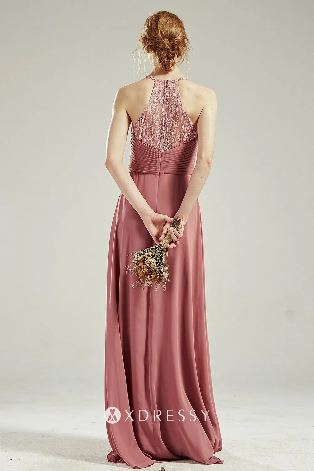 illusion lace back vintage rose long dress illusion lace back vintage rose long dress