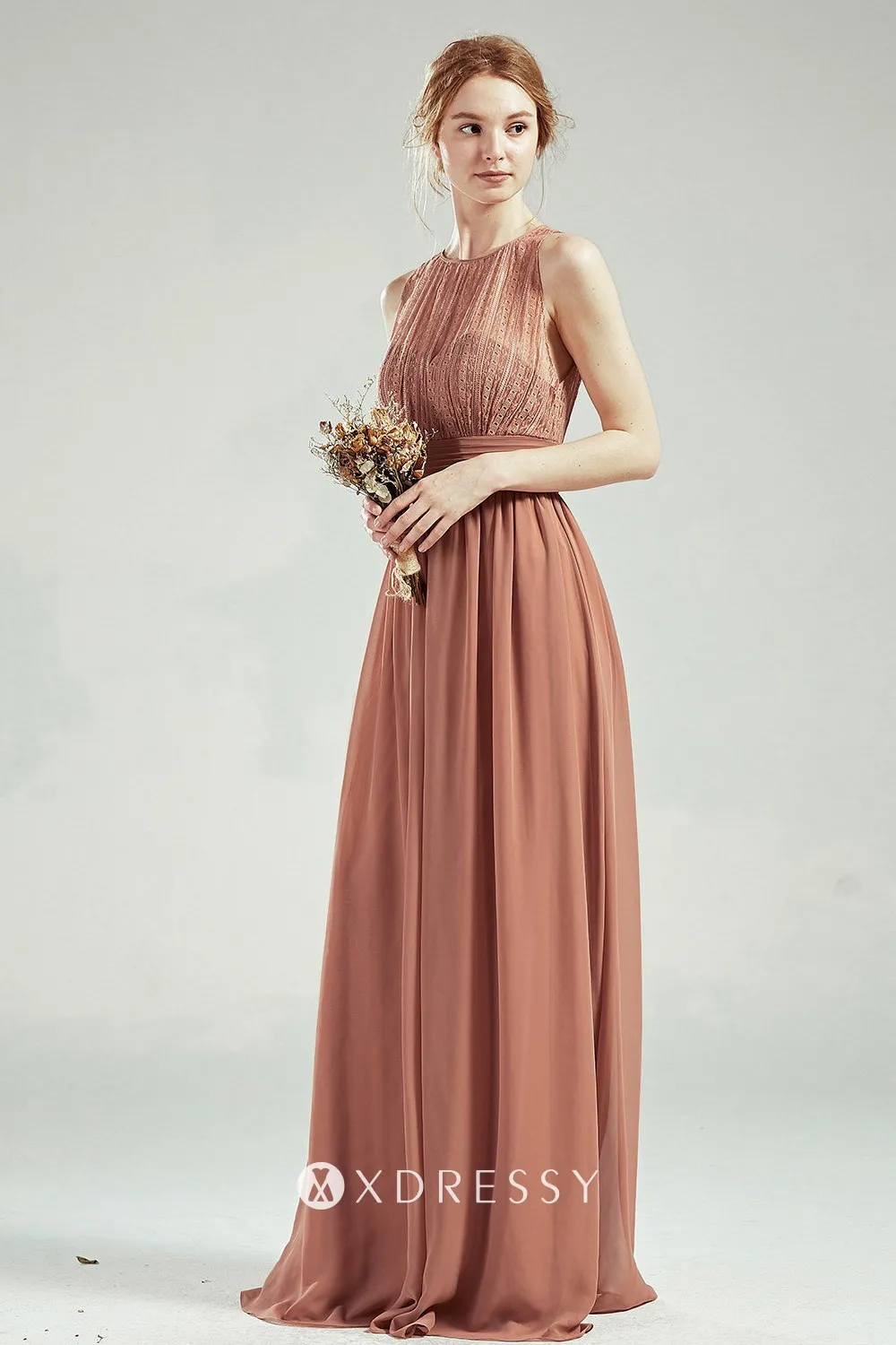 dusty orange illusion lace bodice long dress dusty orange illusion lace bodice long dress