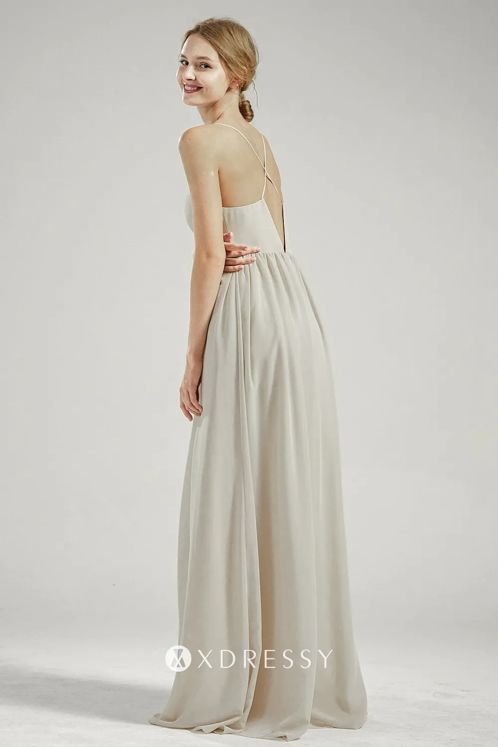 low V back chiffon bridesmaid dress low V back chiffon bridesmaid dress