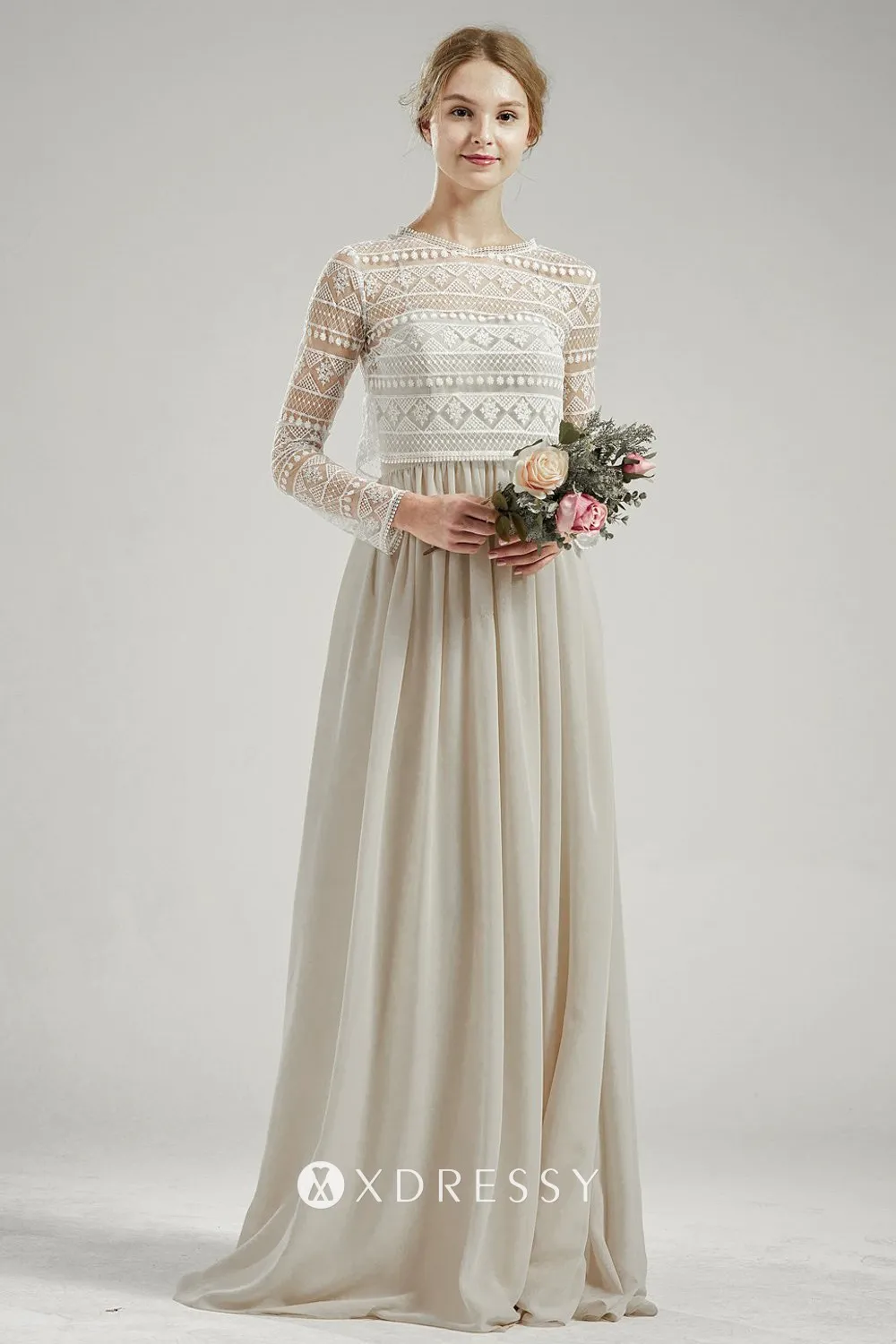 removable lace sleeved top chiffon bridesmaid dress removable lace sleeved top chiffon bridesmaid dress