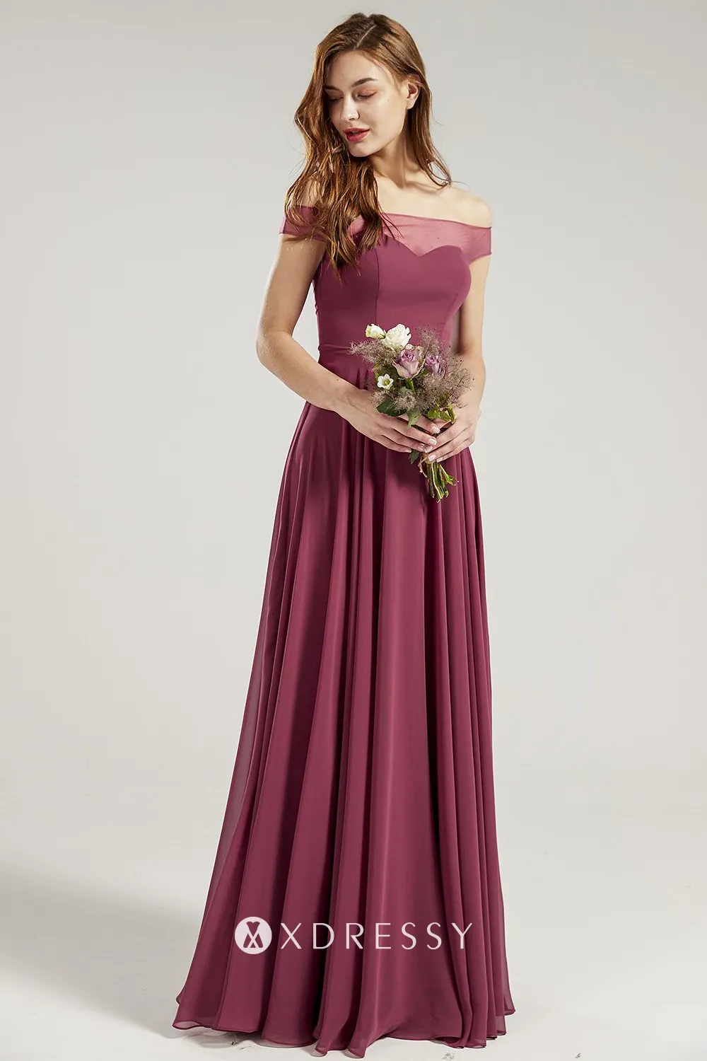 magenta off shoulder chiffon long dress magenta off shoulder chiffon long dress