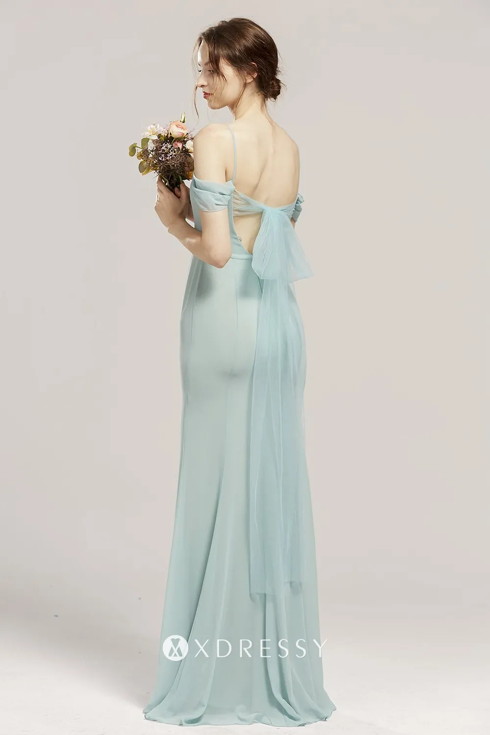 mint off shoulder bow knot low back mermaid dress mint off shoulder bow knot low back mermaid dress