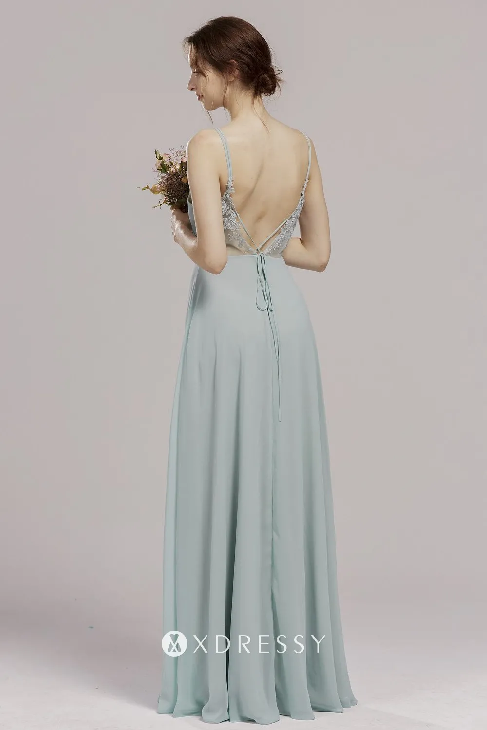 mint straps Illusion lace low back long dress mint straps Illusion lace low back long dress