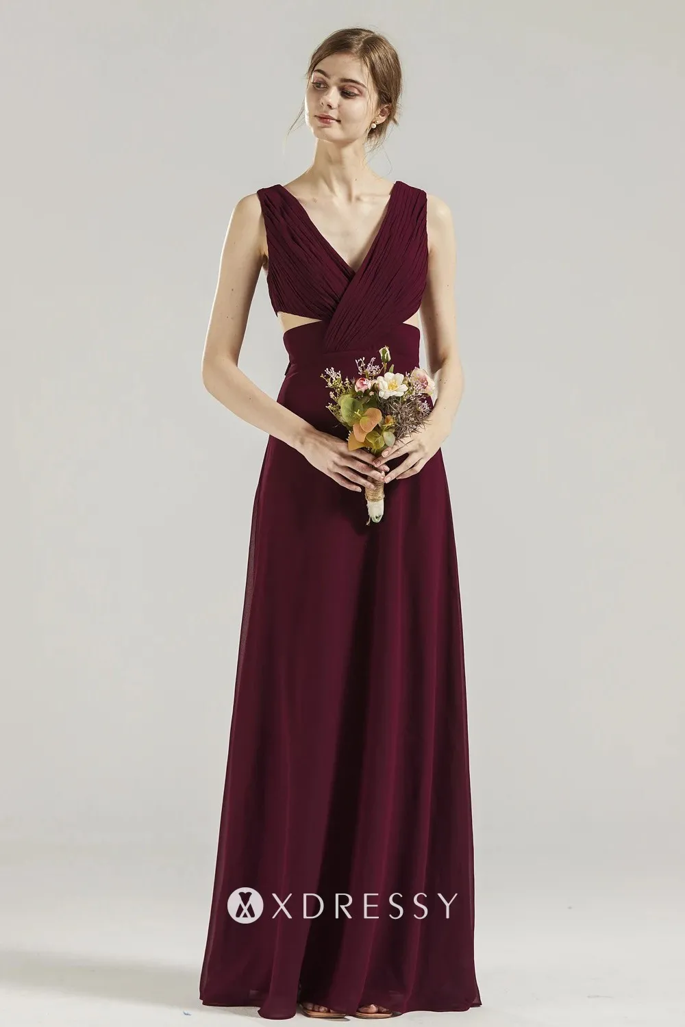 cut out pleated cross burgundy chiffon bridesmaid dress cut out pleated cross burgundy chiffon bridesmaid dress