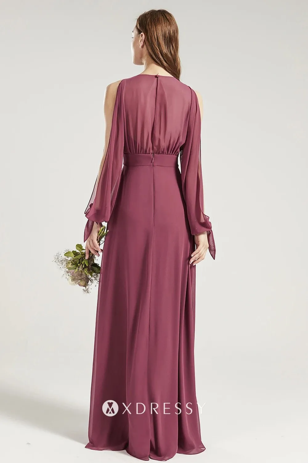 open sleeves closed back canyon rose long dress