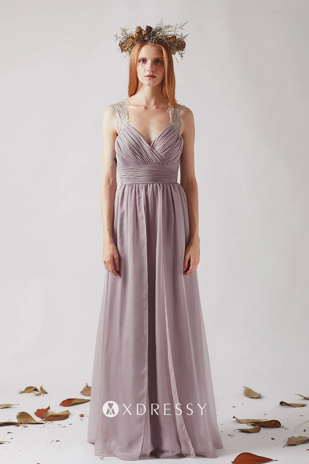 Spaghetti Strap Dresses with Flutter Sleeves Vintage Mauve