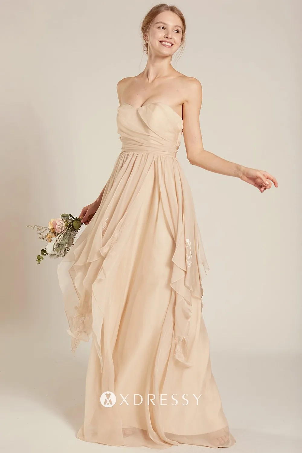 strapless flowy dress