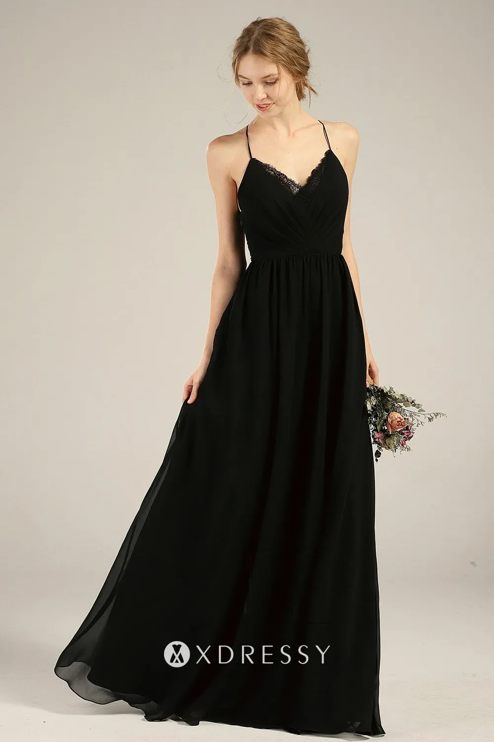 V neck Chiffon Long Dresses with Straps Stormy Plus Size main image 1