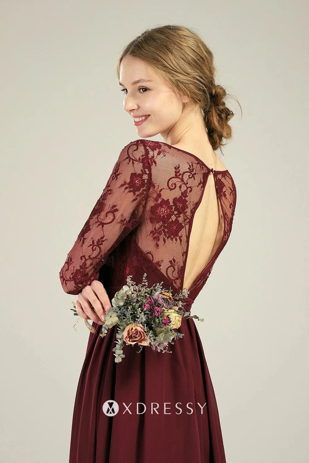 illusion lace keyhole back maroon dress illusion lace keyhole back maroon dress