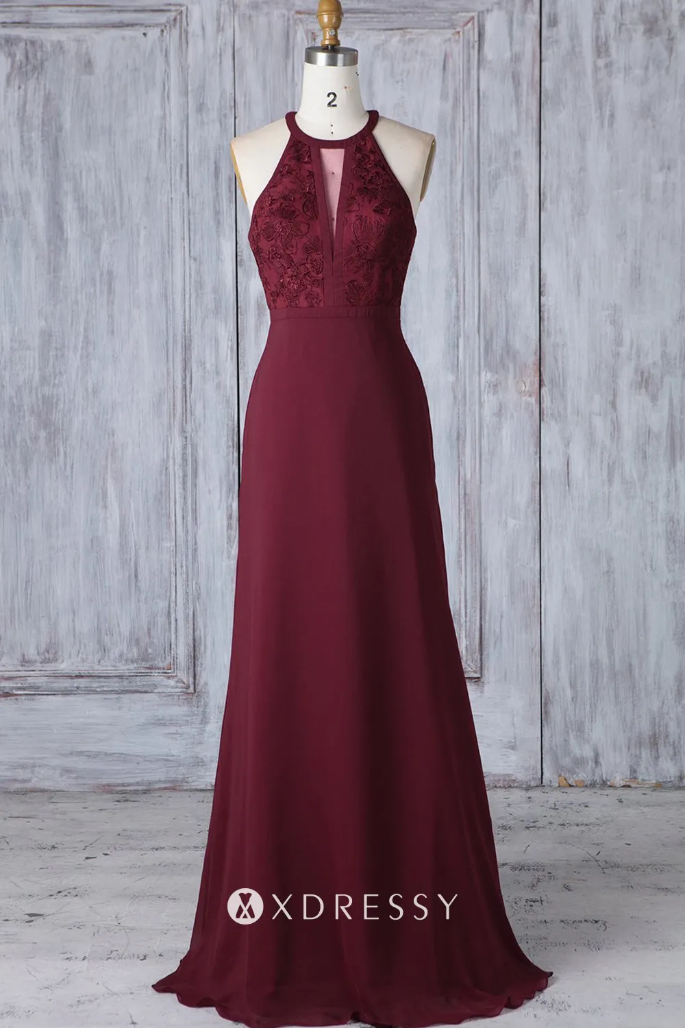 illusion keyhole bridesmaid dress