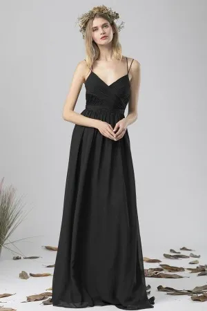 black criss cross chiffon bridesmaid dress