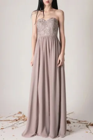 sweetheart lace and chiffon bridesmaid dress